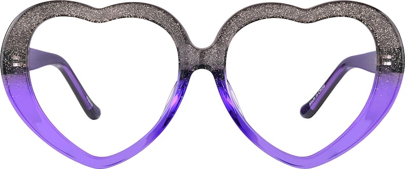 Black Glitter Kids' Heart-Shaped Glasses