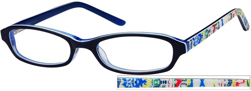 Angle view of Kids’ Rectangle Glasses 443016 in Blue