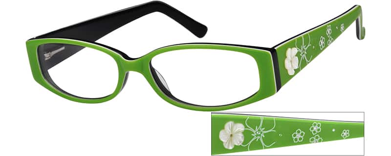 Angle view of Rectangle Glasses 443924 in Green