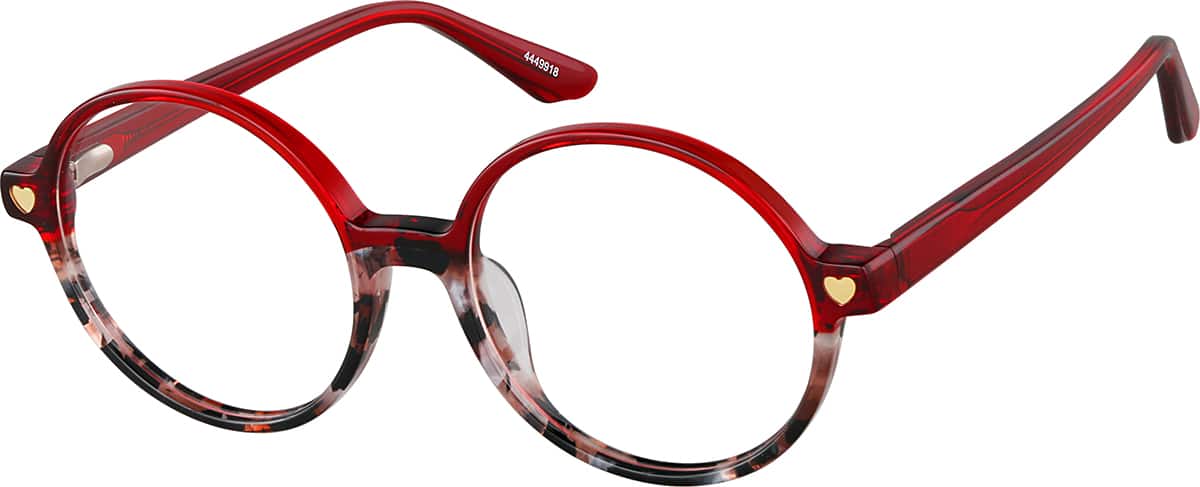 Angle view of Round Glasses 4449918 in Red
