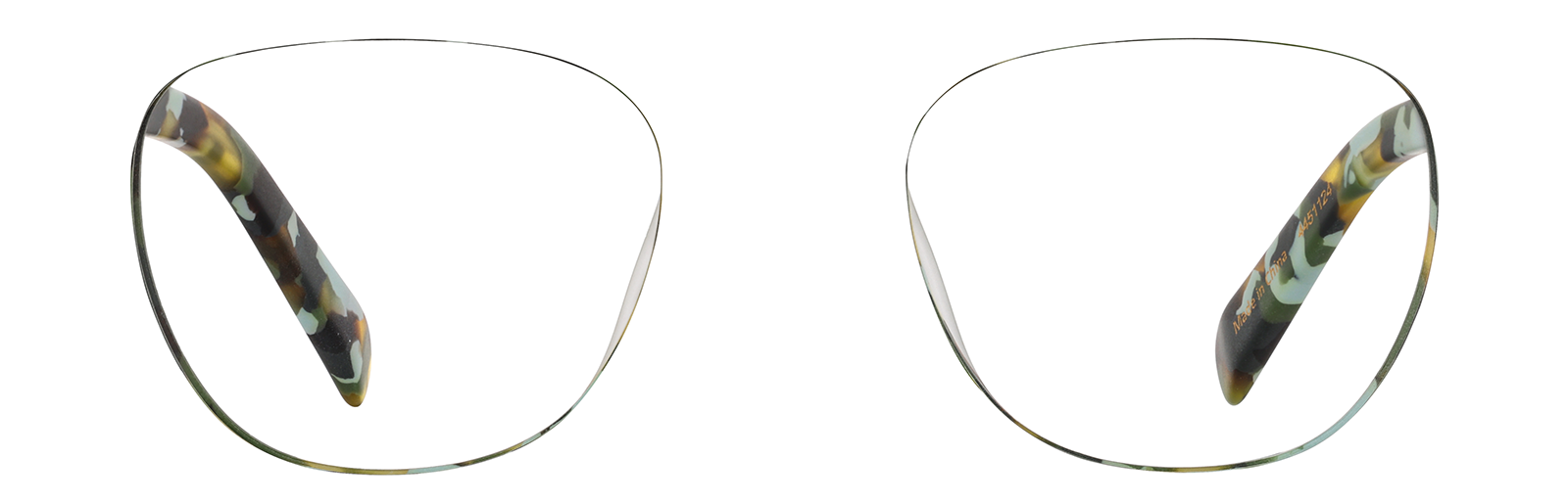 Front view of Kids' Square Glasses 4451124 in Camouflage