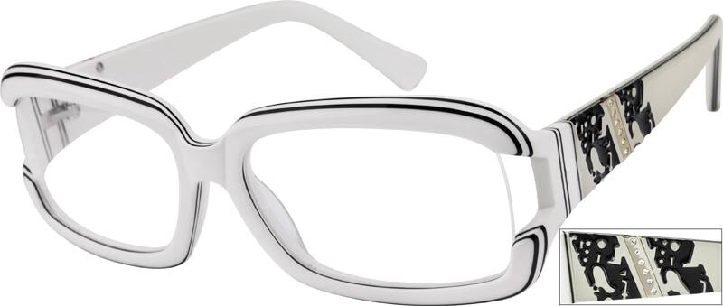 Angle view of Rectangle Glasses 447430 in White