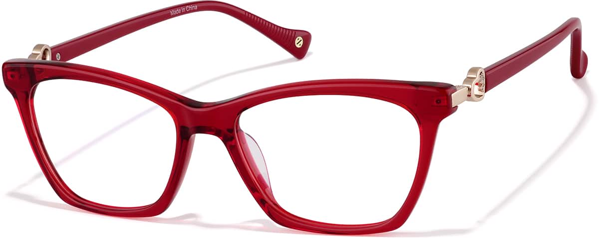 Angle view of Rectangle Glasses 4481518 in Transparent Red