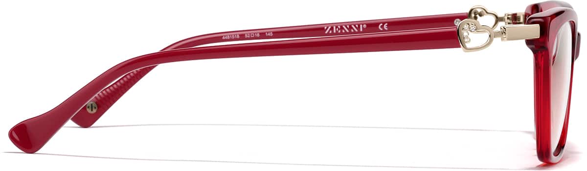 Side view of Rectangle Glasses 4481518 in Transparent Red