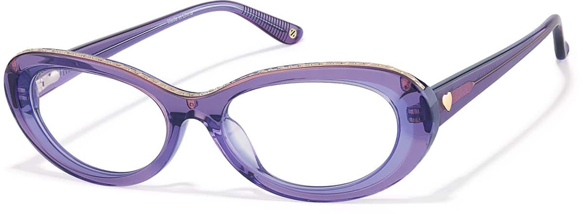 Angle view of Oval Glasses 4481617 in Transparent Purple