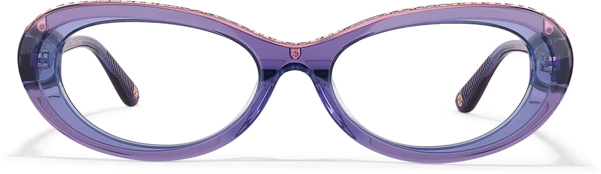 Front view of Oval Glasses 4481617 in Transparent Purple