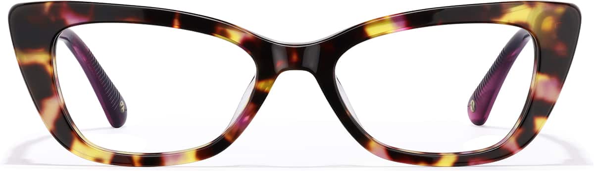 Front view of Virgo Zodiac Acetate Cat Eye Glasses 4481925 in Purple Tortoiseshell