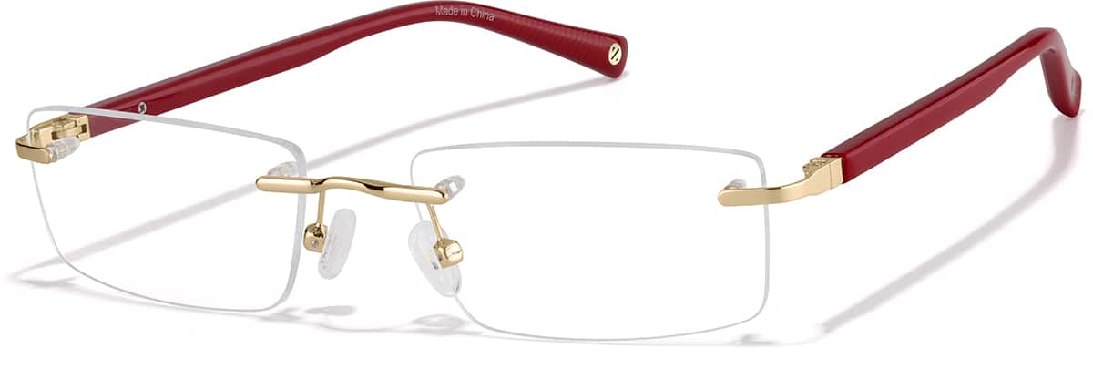 Angle view of Aries Square Eyeglasses 4482518 in Gold and Red