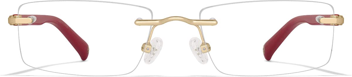 Front view of Aries Square Eyeglasses 4482518 in Gold and Red