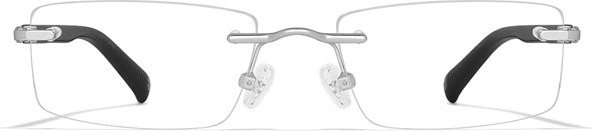 Front view of Aries Square Eyeglasses 4482521 in Silver and Black