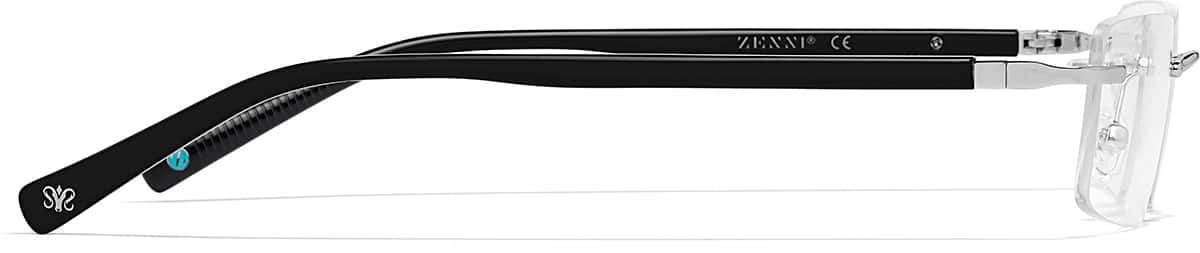 Side view of Aries Square Eyeglasses 4482521 in Silver and Black