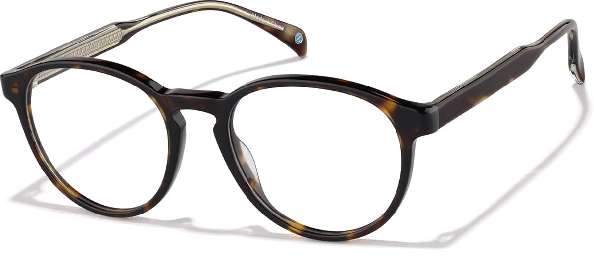 Angle view of Round Glasses 4482625 in Tortoiseshell & Silver