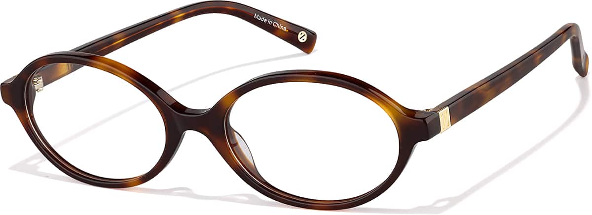 Angle view of Oval Glasses 4482725 in Brown Tortoiseshell
