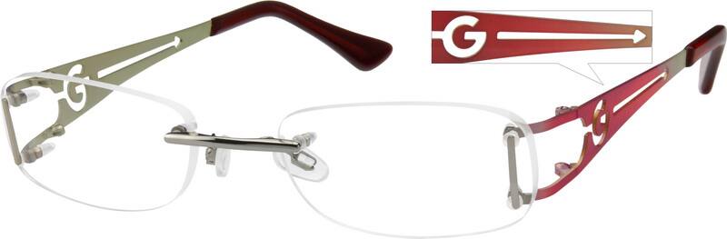 Angle view of Rimless Glasses 470618 in Red