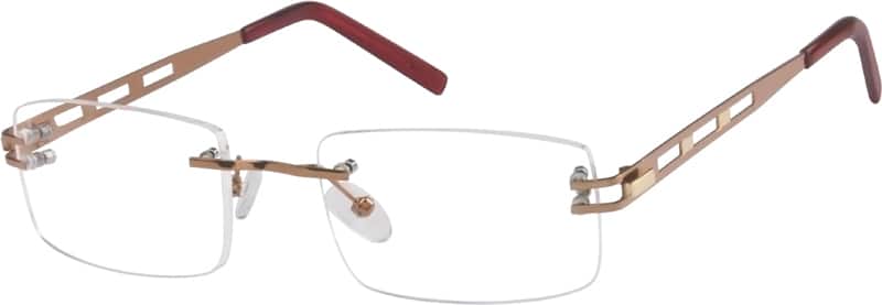 Angle view of Customizable Rimless Glasses 472615 in Brown
