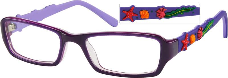 Angle view of Kids’ Rectangle Glasses 485117 in Purple