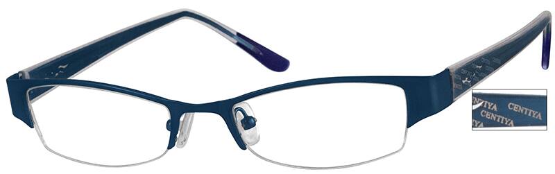Angle view of Rectangle Glasses 490116 in Blue