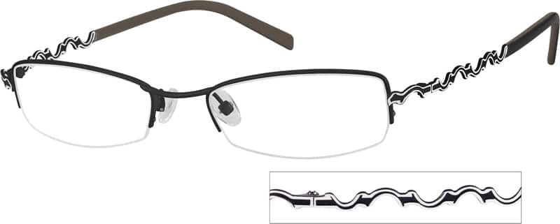 Angle view of Rectangle Glasses 491421 in Black