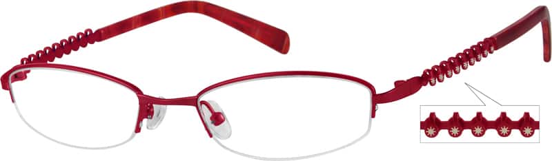 Angle view of Oval Glasses 491518 in Red