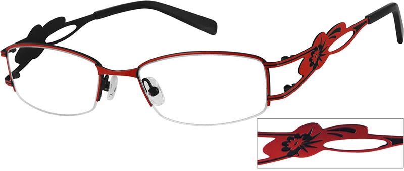 Angle view of Rectangle Glasses 493018 in Red