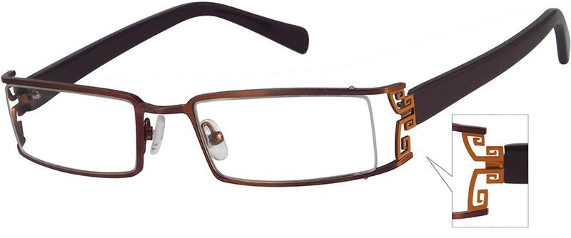 Angle view of Rectangle Glasses 493315 in Brown