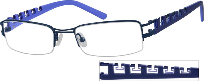 Angle view of Rectangle Glasses 493416 in Blue