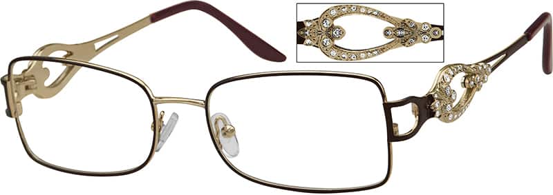 Angle view of Rectangle Glasses 495915 in Brown