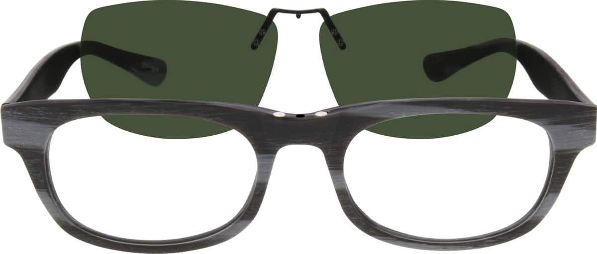 Angle view of Acetate Full-Rim Frame with Polarized Magnetic Snap-on Sunlens 501912 in Gray