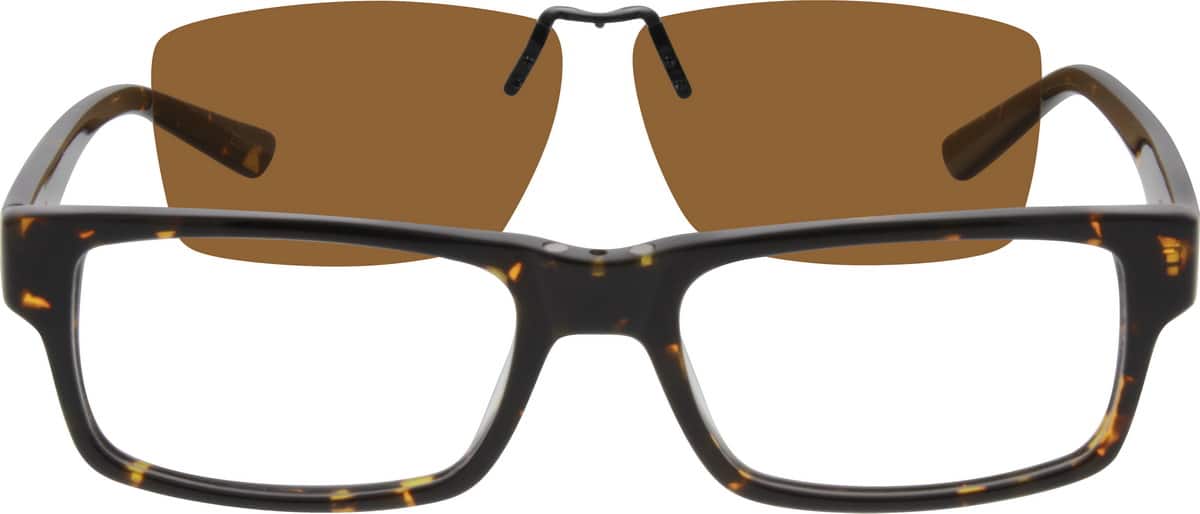Angle view of Acetate Full-Rim Frame with Polarized Magnetic Snap-on Sunlens and Spring Hinges 502025 in Tortoiseshell