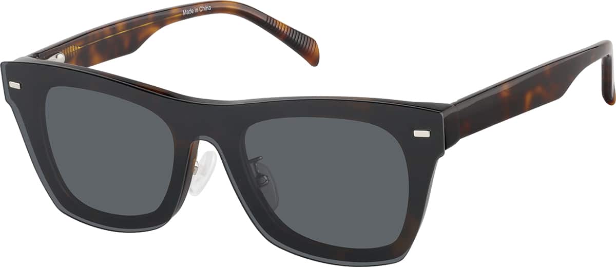Angle view of Square Clip-on Sunglasses 504025 in Tortoiseshell and Black