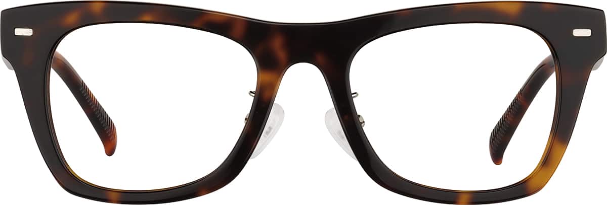 Front view without clip-on of Square Clip-on Sunglasses 504025 in Tortoiseshell and Black