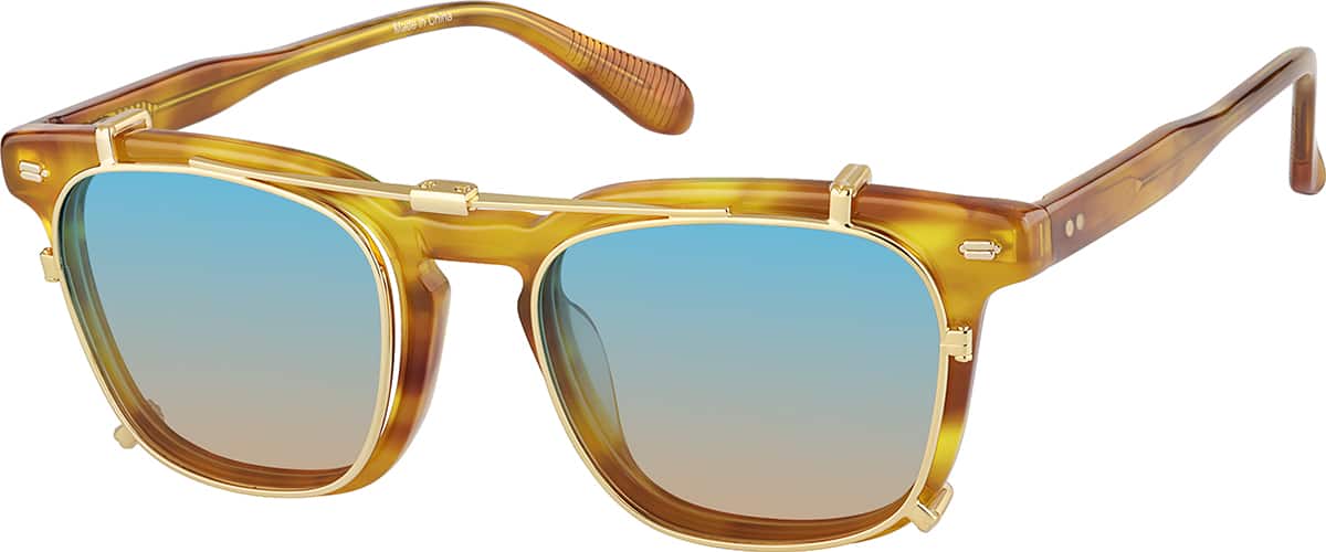 Angle view of Vintage Square Clip On Glasses 504539 in Blonde Tortoise