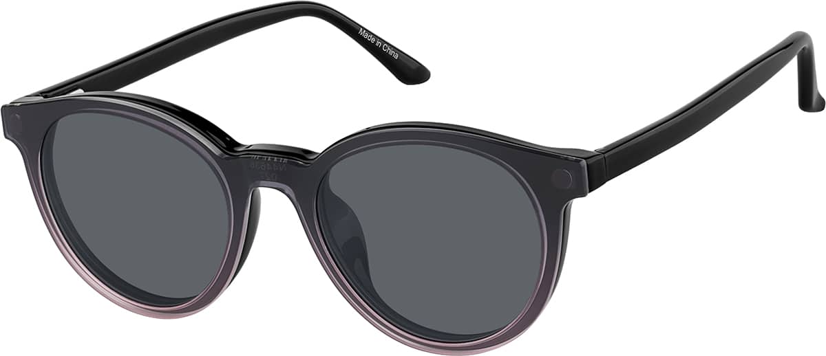 Angle view of Round Magnetic Clip-On Sunglasses 504721 in Black