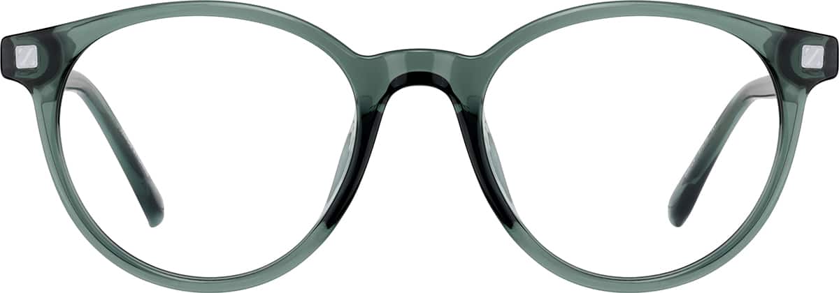 Front view without clip-on of Round Magnetic Clip-On Sunglasses 504724 in Moss Green