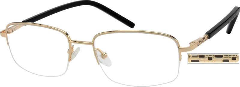 Angle view of Titanium Rectangle Glasses 520014 in Gold