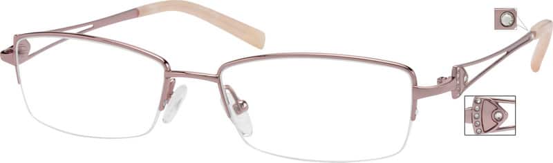 Angle view of Titanium Rectangle Glasses 520119 in Pink