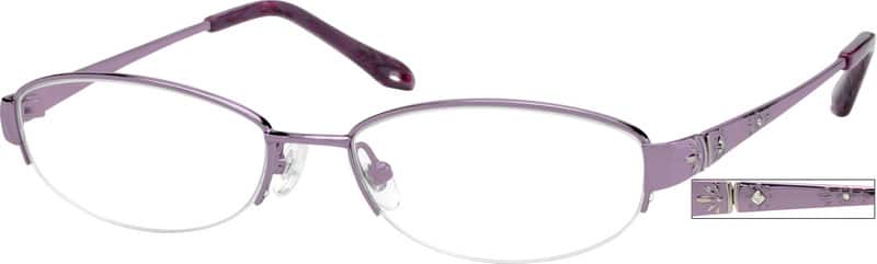 Angle view of Titanium Oval Glasses 521117 in Purple