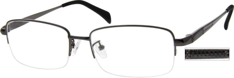 Angle view of Titanium Rectangle Glasses 521412 in Gray