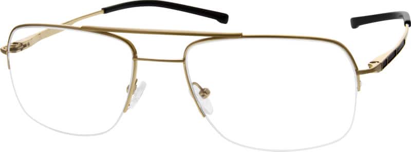 Angle view of Titanium Aviator Glasses 521814 in Gold