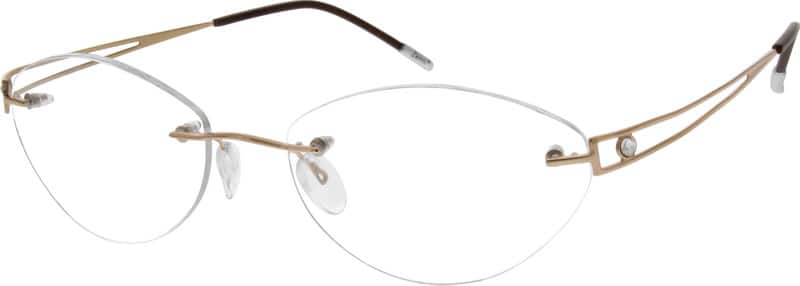 Angle view of Titanium Rimless Glasses 523614 in Gold
