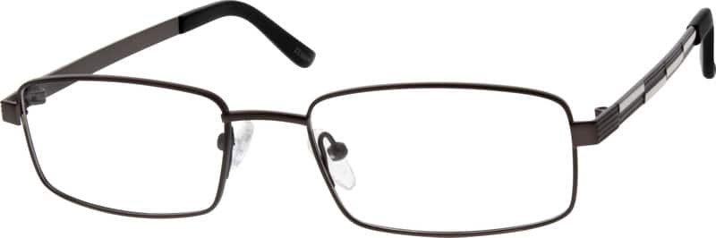 Angle view of Titanium Rectangle Glasses 525012 in Brown