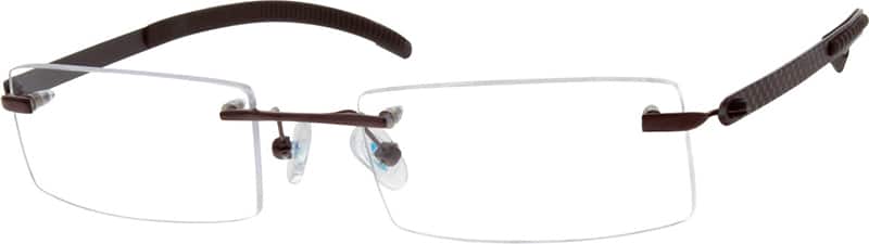 Angle view of Titanium Rimless Glasses 526215 in Brown