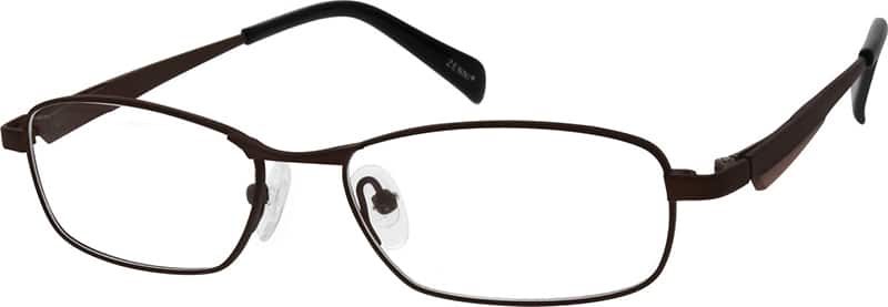 Angle view of Titanium Rectangle Glasses 526515 in Brown