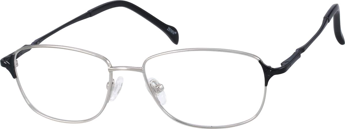 Angle view of Titanium Rectangle Glasses 528311 in Silver