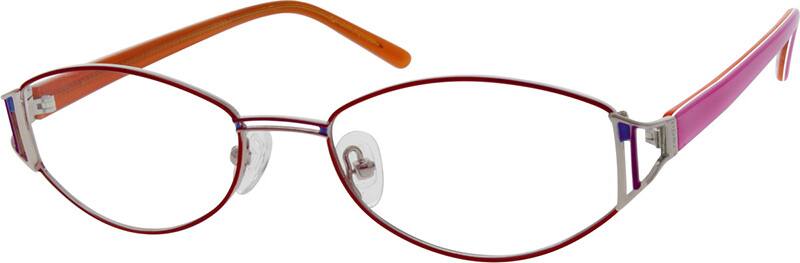Angle view of Titanium Oval Glasses 535918 in Red