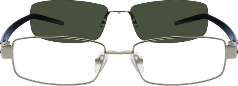 Angle view of Stainless Steel Full-Rim Frame with Polarized Magnetic Snap-on Sunlens and Flexible Plastic Temples 540211 in Silver
