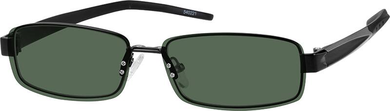 Angle view of Stainless Steel Full-Rim Frame with Polarized Magnetic Snap-on Sunlens and Flexible Plastic Temples 540221 in Black