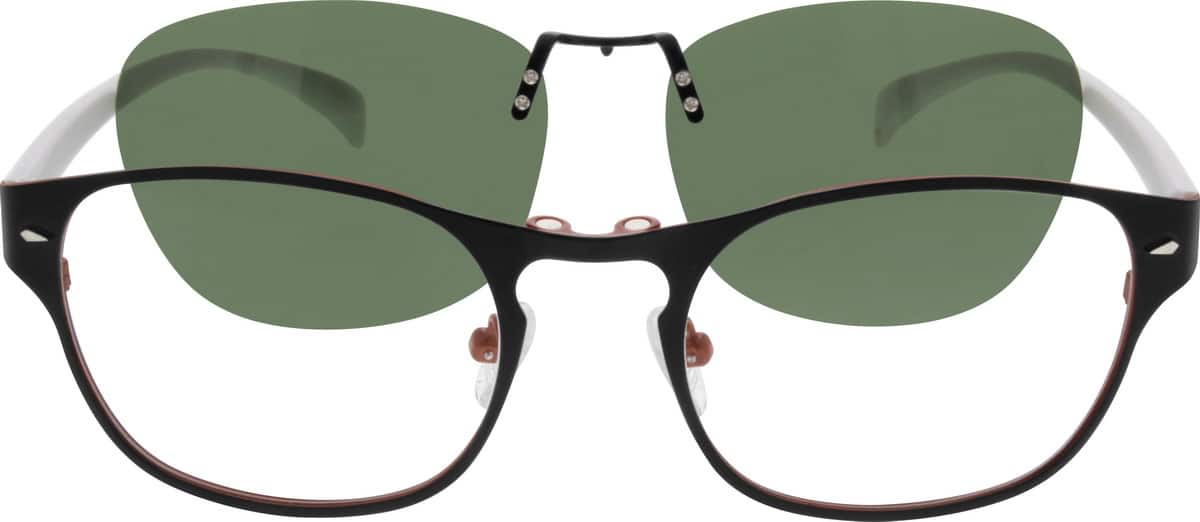 Angle view of Stainless Steel Full-Rim Frame with Flexible Plastic Temples and Polarized Magnetic Snap-on Sunlens 540821 in Black