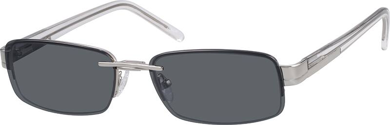 Angle view of Stainless Steel Half-Rim Frame With Spring Hinges and Polarized Magnetic Snap-on Sunlens 540911 in Silver