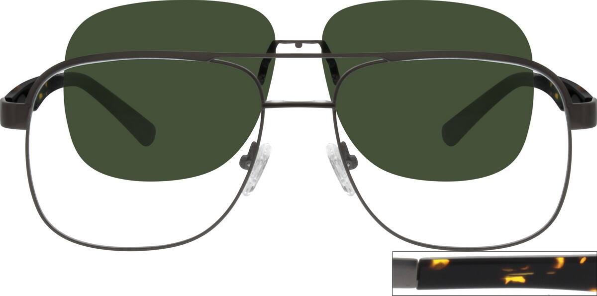 Angle view of Stainless Steel Full-Rim Frame with Polarized Magnetic Snap-on Sunlens 541712 in Gray